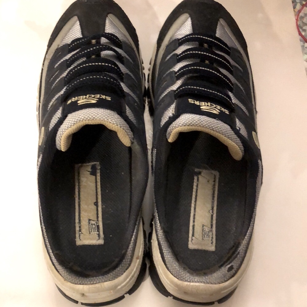 Skechers Black and White Mules